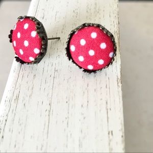 Red and white polka dot earrings 3/15